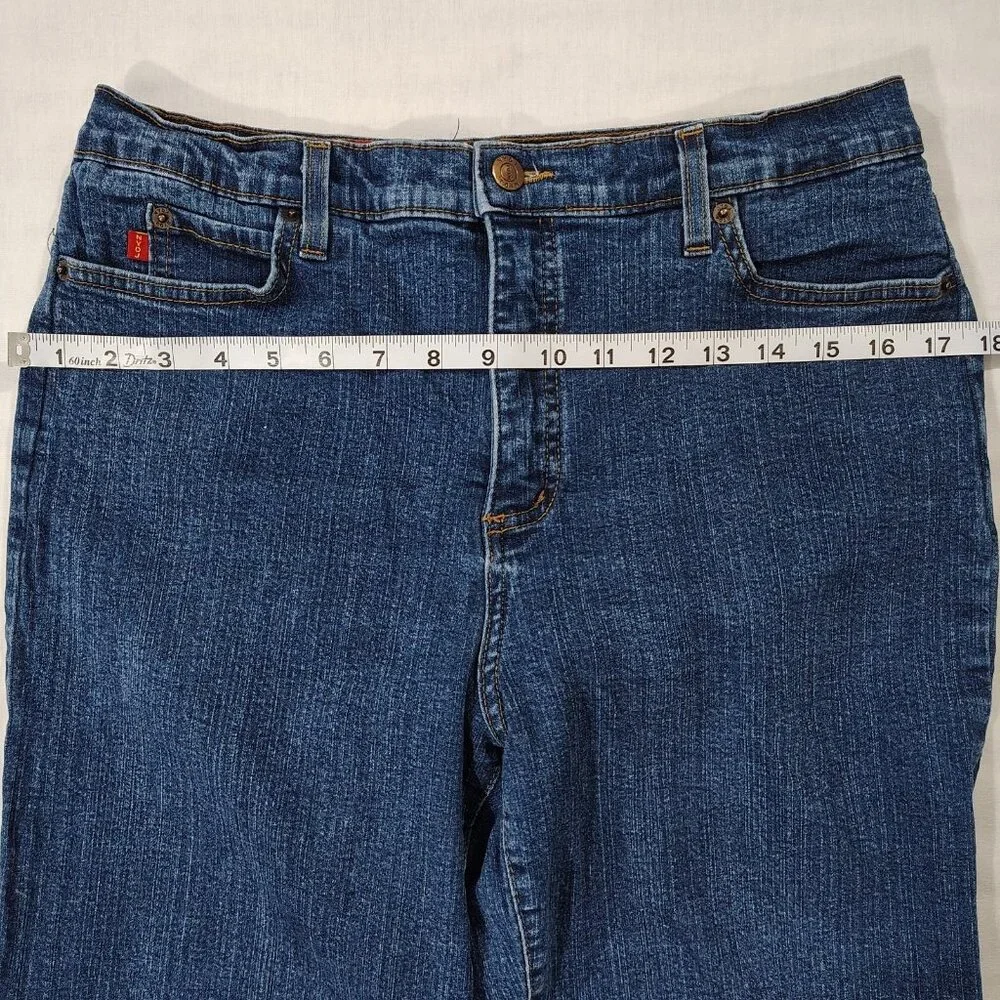 NYDJ Tummy Tuck Jeans Womens Size 12 High Rise Boot Cut USA Stretch Denim Blue - Picture 9 of 16